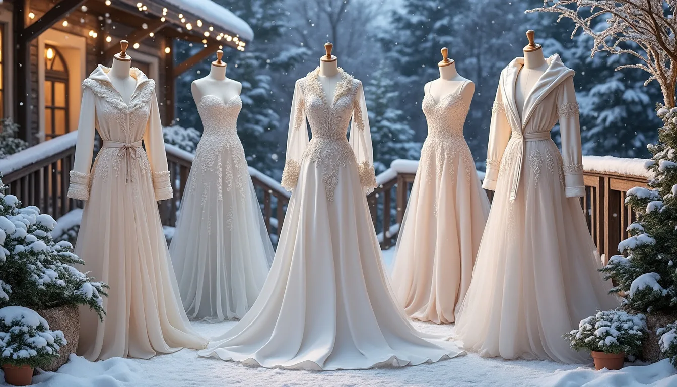 découvrez notre collection de robes de mariée pour l’hiver, alliant élégance et chaleur. restez stylée même par temps froid grâce à nos modèles uniques, conçus pour sublimer votre journée spéciale tout en vous protégeant des frimas.