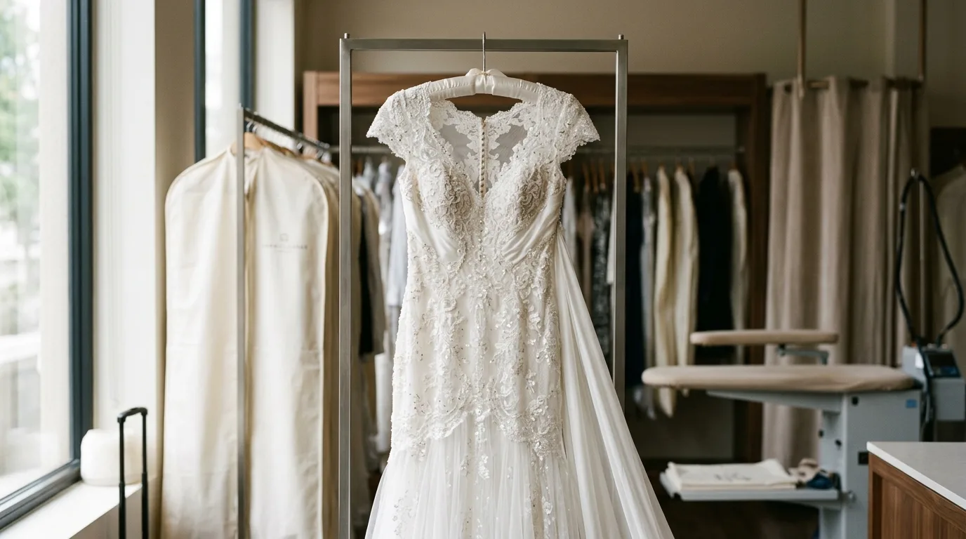 découvrez combien prévoir pour le tarif pressing d'une robe de mariée et obtenez des conseils pour bien choisir votre service de nettoyage spécialisé.